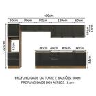 Armário De Cozinha Completa 400cm Rustic/preto Lux Da Thauane