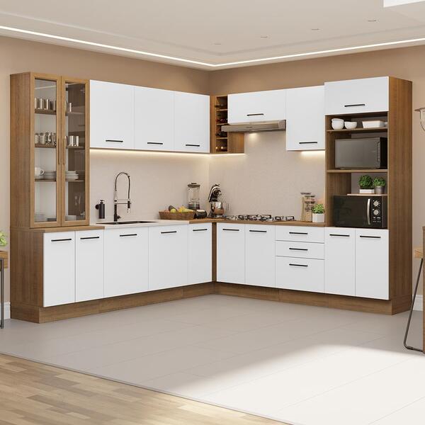 Armário De Cozinha Completa 549cm Rustic/branco Agata Madesa