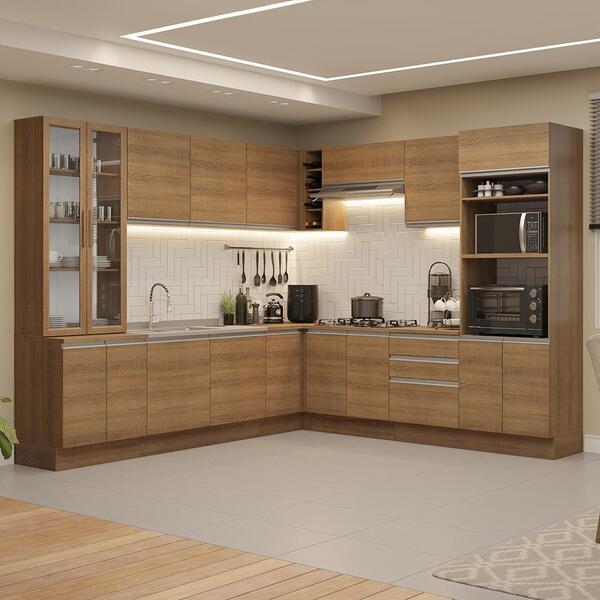 Armário De Cozinha Completa 549cm Rustic Glamy Madesa 01