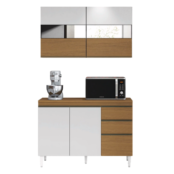 Armário De Cozinha Completa 5 Portas Com Vidro Reflecta 1,20m