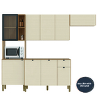 Armário De Cozinha Completa 6 Portas Com Vidro E Nicho Para M