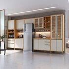 Armário De Cozinha Completa 7 Peças 16 Portas Com Vidro E Tam