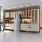 Armário De Cozinha Completa 7 Peças 17 Portas Com Vidro E Tam
