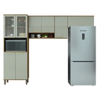 Armário De Cozinha Completa 8 Portas Com Vidro E Nicho Para M