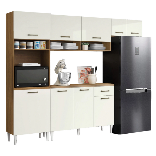 Armário De Cozinha Completa 9 Portas 4 Nichos Aurora Atacama/