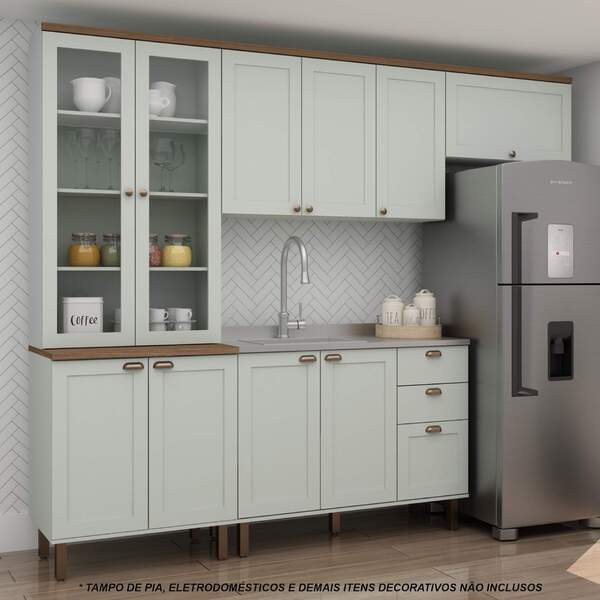 Armário De Cozinha Completa Americana 5 Peças Naomi 17 Ilumin