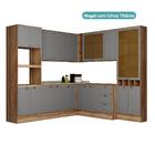 Armário De Cozinha Completa C Balcão Milla Dusk Carraro Nogal