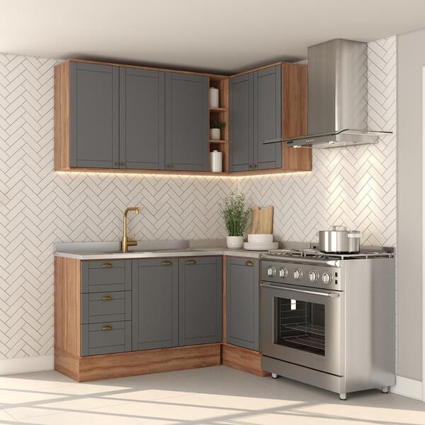 Armário De Cozinha Completa C Balcão Milla Whisper Carraro No