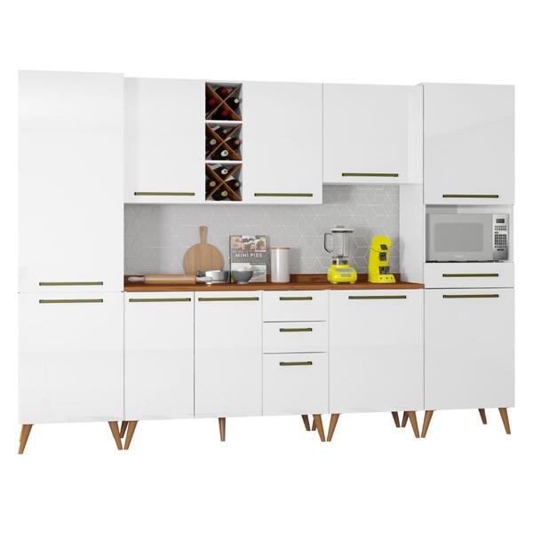 Armário De Cozinha Completa Com Adega 10 Portas 4 Gavetas Fav