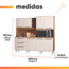 Armário De Cozinha Completa Com Adega 7 Portas 3 Gavetas 2,07