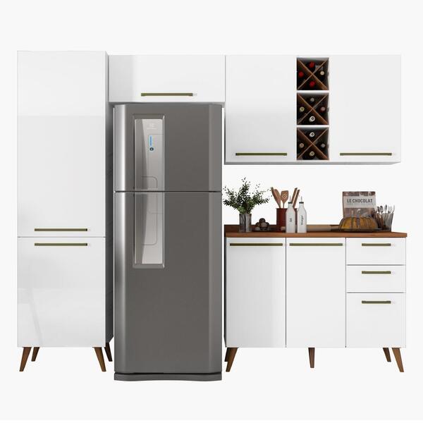 Armário De Cozinha Completa Com Adega 7 Portas 3 Gavetas Favo