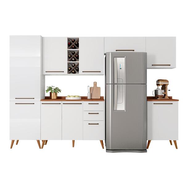 Armário De Cozinha Completa Com Adega 9 Portas 3 Gavetas Favo