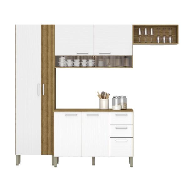 Armário De Cozinha Completa Com Balcão 7 Portas 2 Gaveta Lumi