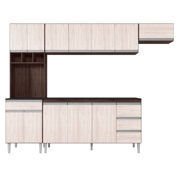 Armário De Cozinha Completa Com Tampo 270 Cm Andréia Avelã