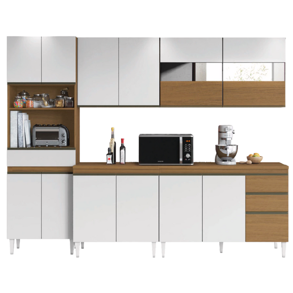 Armário De Cozinha Completa Com Vidro Reflecta 13 Portas E 3