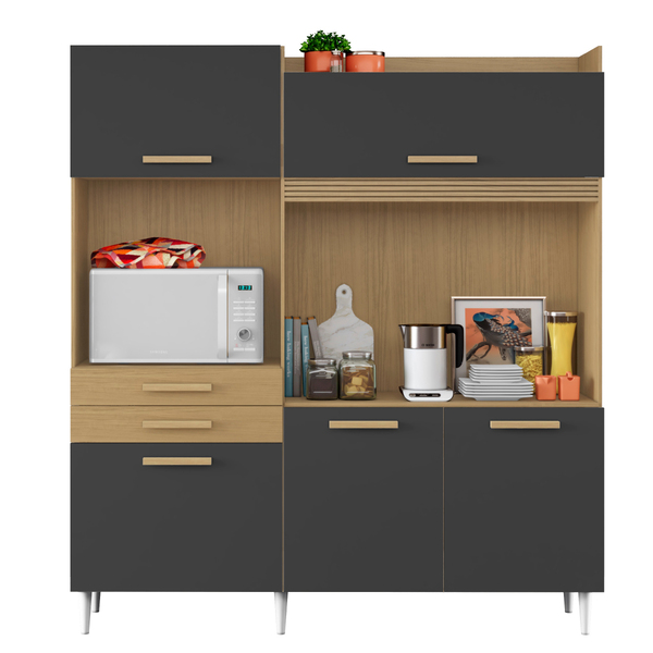 Armário De Cozinha Completa Compacta 5 Portas 2 Gavetas 1,82m