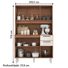 Armário De Cozinha Completa Compacta 6 Portas 2 Gavetas 1,20m