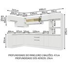 Armário De Cozinha Completa De Canto 100% Mdf 447cm Branco Sm