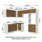 Armário De Cozinha Completa De Canto 100% Mdf Madesa Acordes