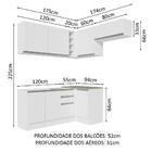 Armário De Cozinha Completa De Canto 349cm Branco Glamy Mades