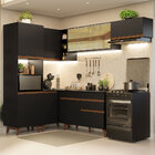 Armário De Cozinha Completa De Canto 392cm Preto Reims Madesa