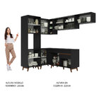 Armário De Cozinha Completa De Canto 392cm Preto Reims Madesa