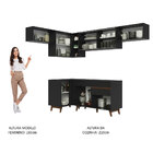 Armário De Cozinha Completa De Canto 402cm Preto Reims Madesa