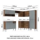 Armário De Cozinha Completa De Canto 417cm Rustic/cinza Emill