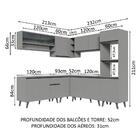 Armário De Cozinha Completa De Canto 445cm Cinza Nice Madesa