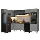 Armário De Cozinha Completa De Canto 465cm Cinza Nice Madesa