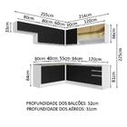 Armário De Cozinha Completa De Canto 469cm Branco/preto Glamy