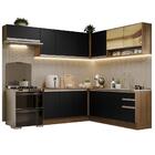 Armário De Cozinha Completa De Canto 469cm Rustic/preto Glamy