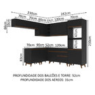 Armário De Cozinha Completa De Canto 472cm Preto Reims Madesa