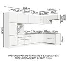 Armário De Cozinha Completa De Canto 546cm Branco Veludo Lux