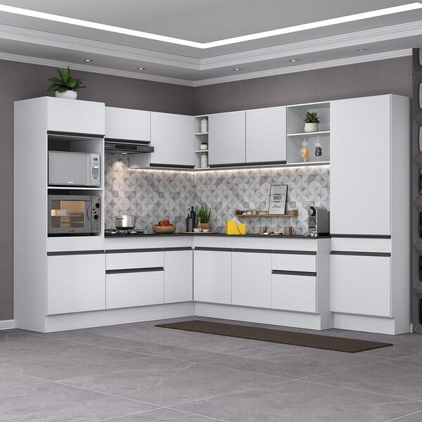 Armário De Cozinha Completa De Canto Com Rodapé Veneza Multim