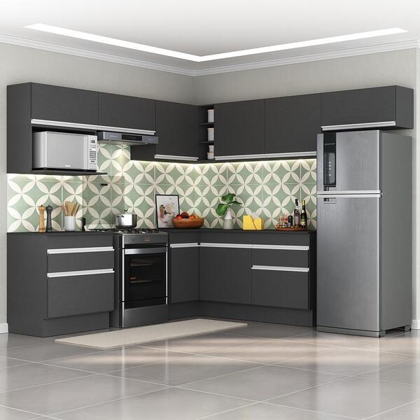 Armário De Cozinha Completa De Canto Com Rodapé Veneza Multim