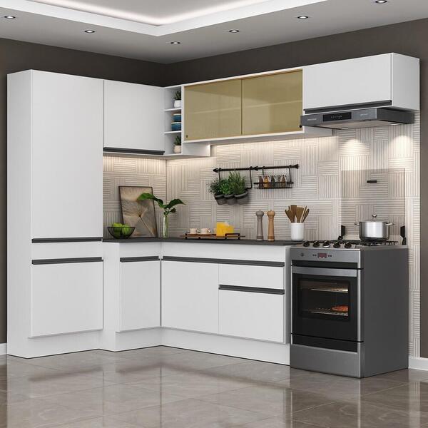 Armário De Cozinha Completa De Canto Com Rodapé Veneza Multim