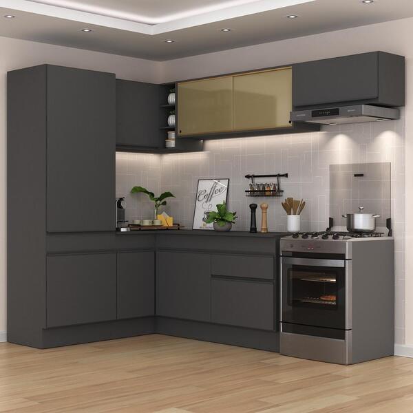 Armário De Cozinha Completa De Canto Com Rodapé Veneza Multim