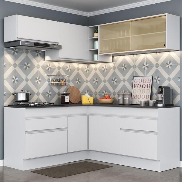 Armário De Cozinha Completa De Canto Com Rodapé Veneza Multim