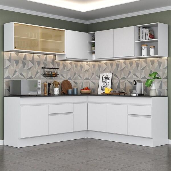 Armário De Cozinha Completa De Canto Com Rodapé Veneza Multim