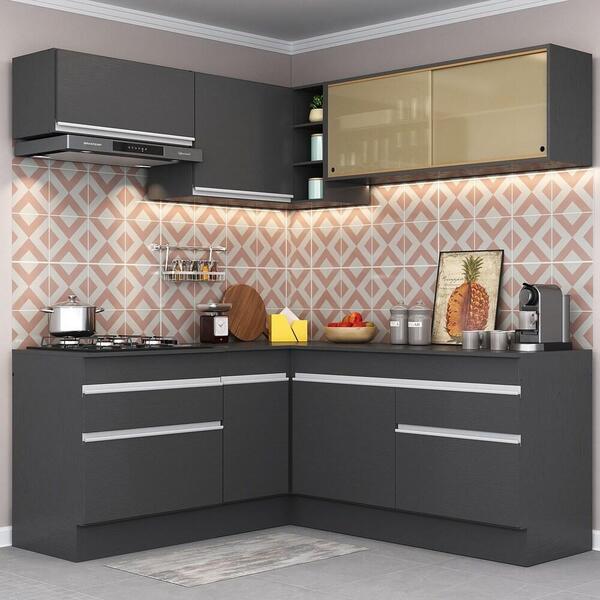 Armário De Cozinha Completa De Canto Com Rodapé Veneza Multim