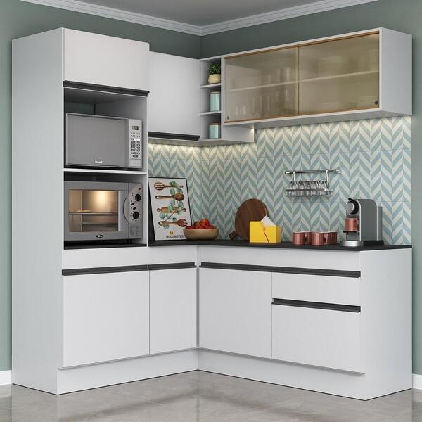 Armário De Cozinha Completa De Canto Com Rodapé Veneza Multim