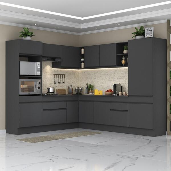 Armário De Cozinha Completa De Canto Com Rodapé Veneza Multim