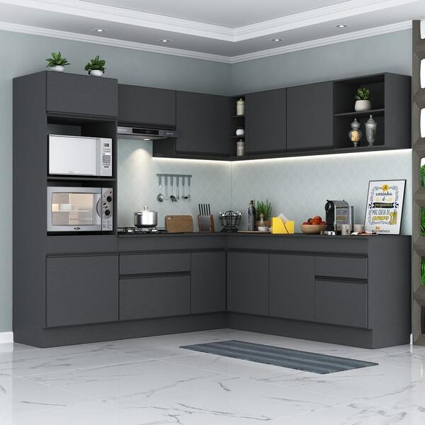 Armário De Cozinha Completa De Canto Com Rodapé Veneza Multim