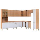 Armário De Cozinha Completa De Canto Sálvia Branco/freijó