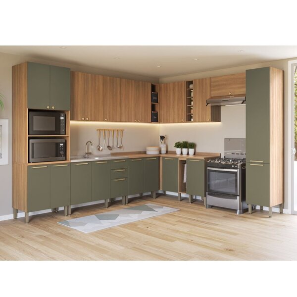 Armário De Cozinha Completa De Canto Sálvia Torre Quente E Pi