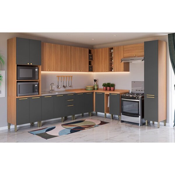 Armário De Cozinha Completa De Canto Sálvia Torre Quente E Pi