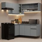 Armário De Cozinha Completa De Canto Suspenso 325cm Cinza Nic