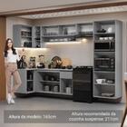 Armário De Cozinha Completa De Canto Suspenso 385cm Cinza Nic