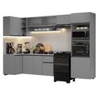 Armário De Cozinha Completa De Canto Suspenso 385cm Cinza Nic